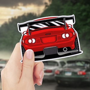 Mazda Miata MX-5 Vinyl Sticker / NB Eunos Roadster Decal / Modified Red / Hardtop Wing Flares / JDM Stance Car Art / Window Laptop