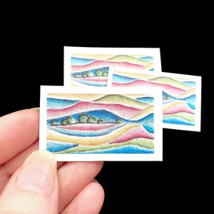 Paisaje abstracto del atardecer / Imagen de la casa de muñecas en miniatura / Arte contemporáneo a escala 1/12