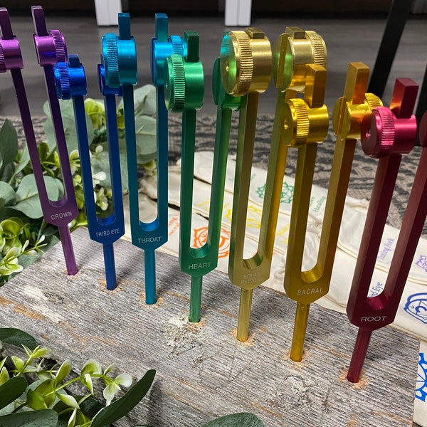 Weighted Chakra Attuned Tuning Forks *Coloured. High Quality. Alignment. Re-Balancing* Complete Set of 7