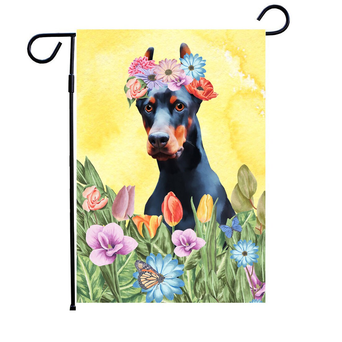 Dog Garden Flag Spring Garden flag Dog with Flowers Etsy