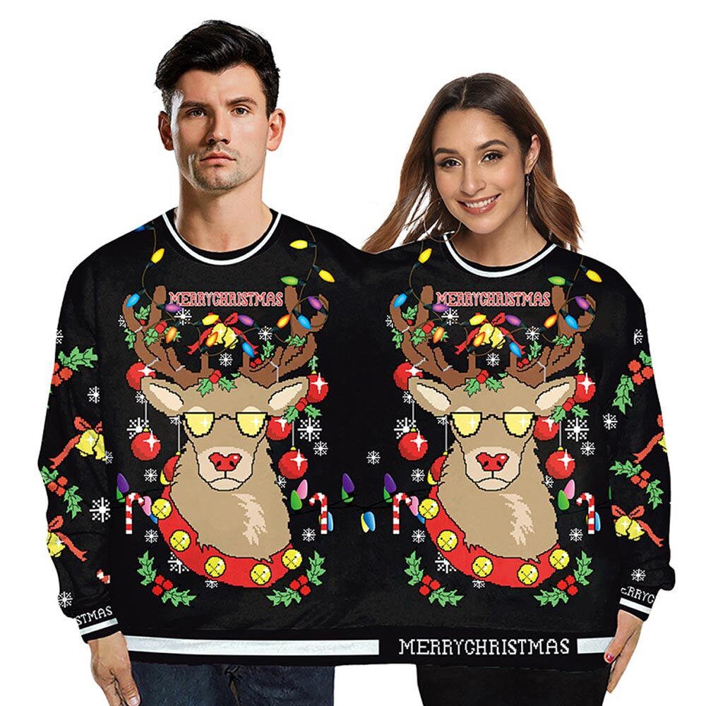 Ugly Christmas Sweater Reindeer Christmas Couple Hoodies - Etsy