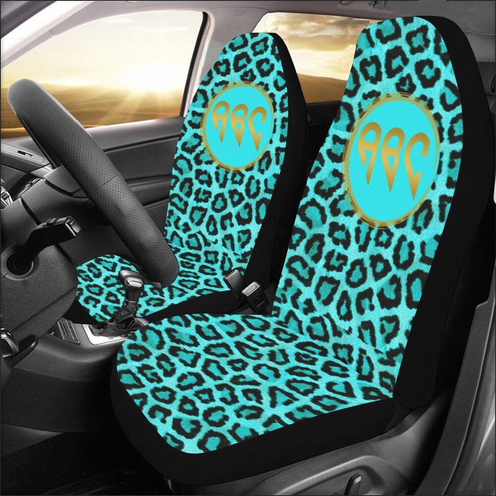 Custom Monogram Seat Cover Custom Name Seat Cover Leopard Etsy