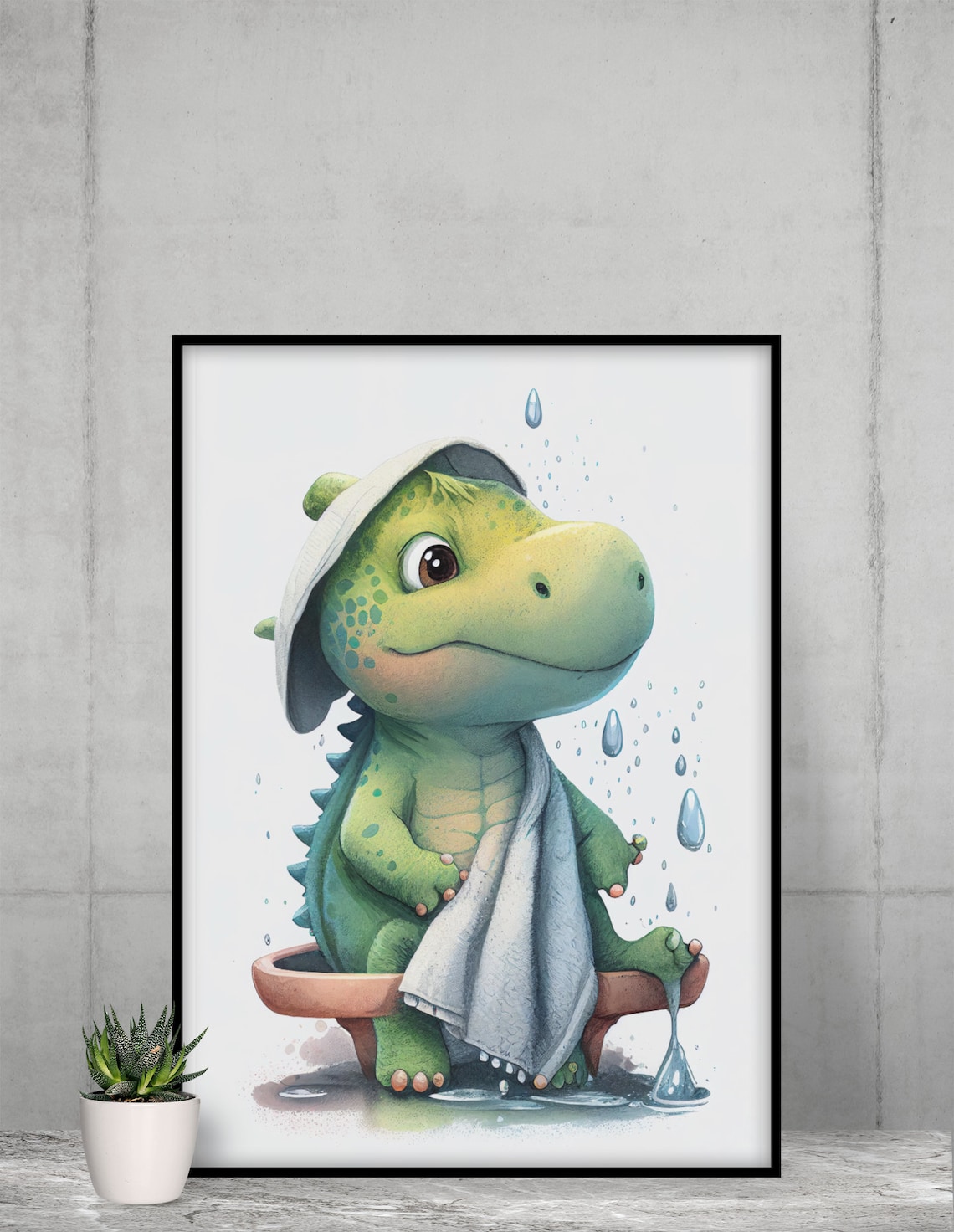 Cute Dinosaur Kids Bathroom Wall Art Printable Dino Cartoon - Etsy