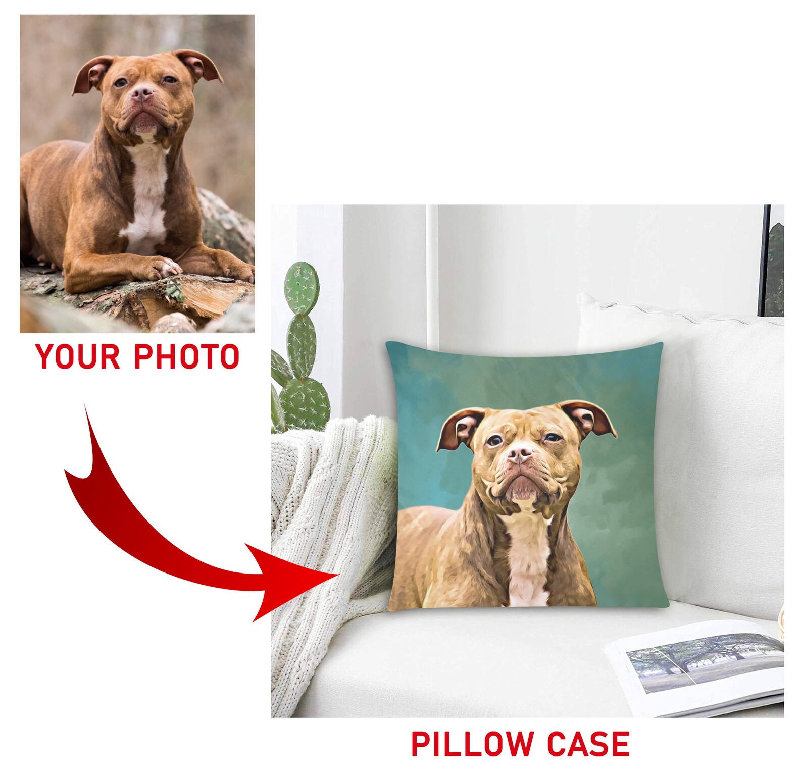 Dog Photo Pillow case Custom Pet Portrait Pillow Case Etsy