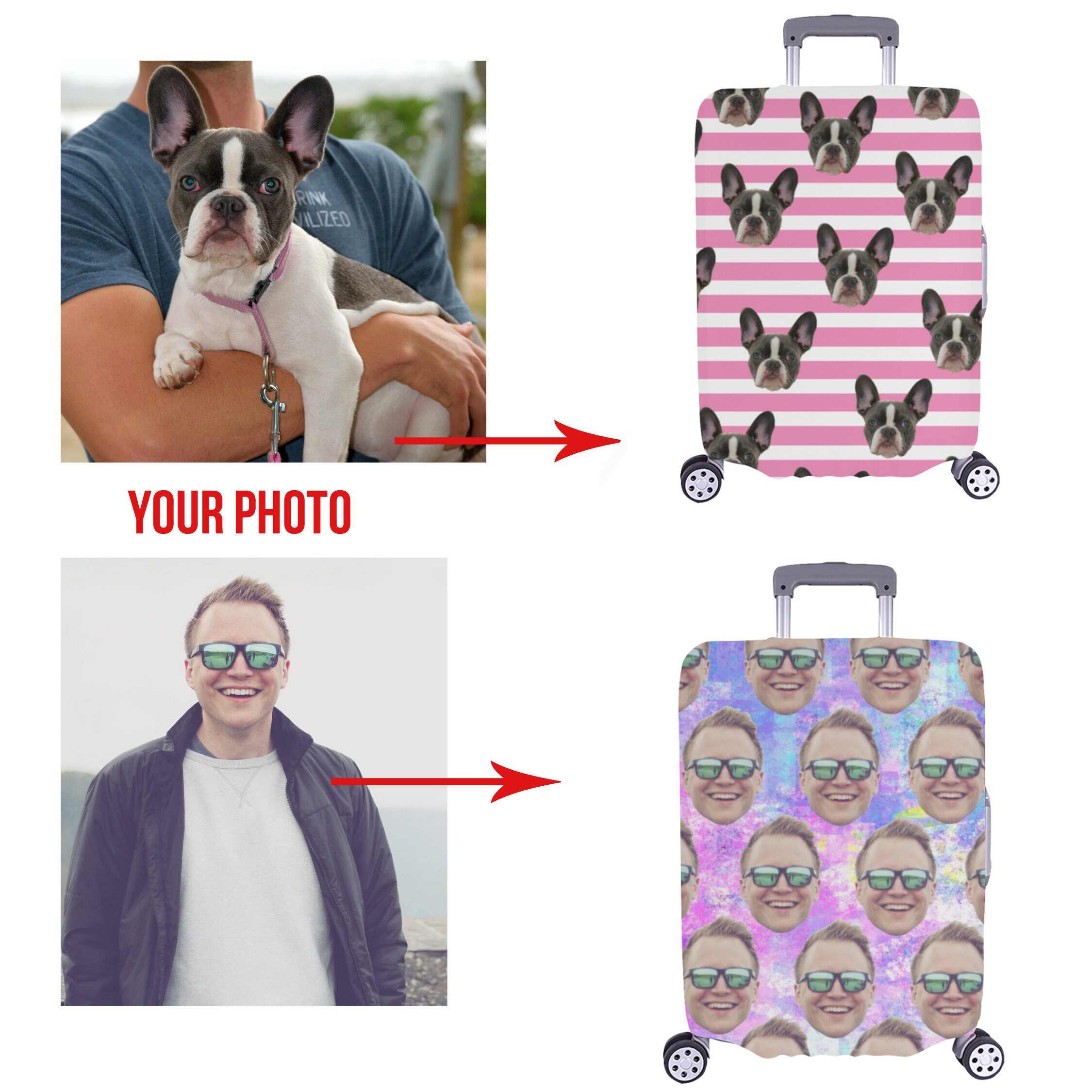 Personalized Luggage Cover Custom Suitcase Cover Custom Etsy