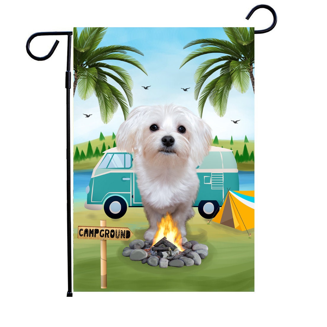 Maltese Camping Garden Flag Dog Camping Flag Campsite Flag Etsy