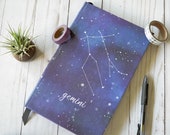 Gemini Celestial Dream Journal Recycled Bullet Journal Hardcover Astrology Notebook Handmade Eco Friendly Writer Gift Washi Tape