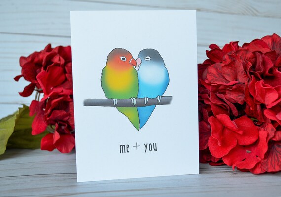 Personalized Lovebirds Card Blank Card For Engagement Wedding Anniversary Custom Love Bird Heart Card Me And You Greeting Card - 