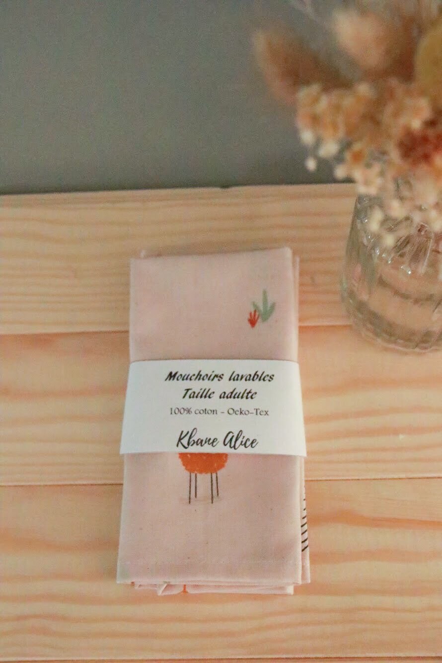 Lot de 3 Mouchoirs en Tissu. Mouchoirs Lavables et Réutilisables. Super Doux