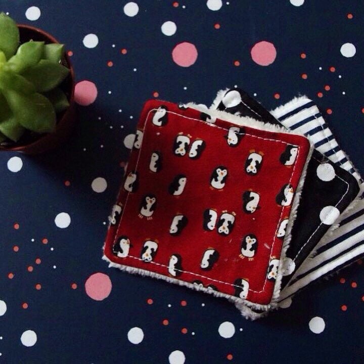 Lot de 5 Cotons Demaquillants. Cotons Lavables Zero Dechet. Soin Pour Peau Sensible. 3 Motifs Differ