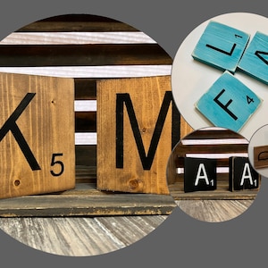 Scrabble Letter Tiles / Real Wood/ Hand painted/ Scrabble Tiles Wall Art