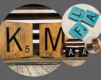 Scrabble Letter Tiles / Real Wood/ Hand painted/ Scrabble Tiles Wall Art