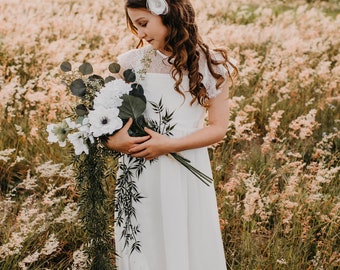 long white chiffon girls dress, prefect for christenings, weddings, flower girl or  holy communion.