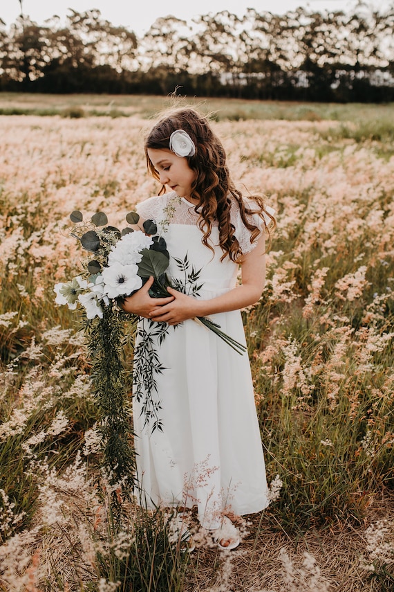 Long White Chiffon Girls Dress Prefect for Christenings Weddings Flower Girl or Holy Communion. Etsy Canada