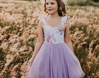 Robe tutu vintage en coton à imprimé floral pour fille Flowergirl