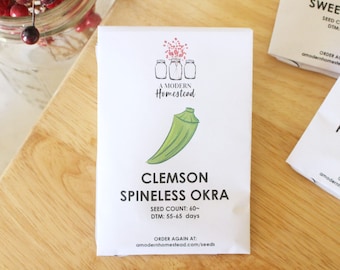 Clemson Okra Seeds (60~ Seeds per Packet) | Grown in Fresh Dirt and a Little Rain, Nothing Else!