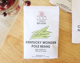 Kentucky Wonder Green Beans Seeds (60~ Seeds per Packet) | Grown in Fresh Dirt and a Little Rain, Nothing Else!