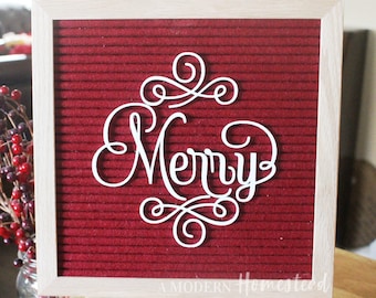 Christmas "Merry" in Cursive Font for Letterboards and Felt Boards | Christmas letterboard, Christmas decor, Christmas Phrase