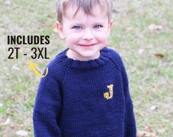 Knitting Pattern Top-Down Sweater Pullover | Raglan Sweater Knitting Pattern for Adults and Kids (14 SIZES)! Includes initial chart for A-Z!