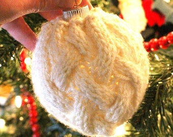 Cable Knitting Pattern Christmas Ornament | Christmas Knitting Pattern | Christmas Cable Knit Ornament Pattern | Christmas Decor