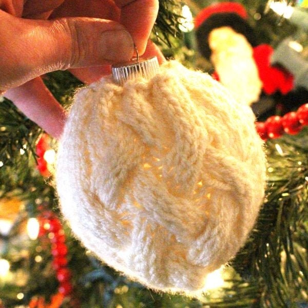 Cable Knitting Pattern Christmas Ornament | Christmas Knitting Pattern | Christmas Cable Knit Ornament Pattern | Christmas Decor