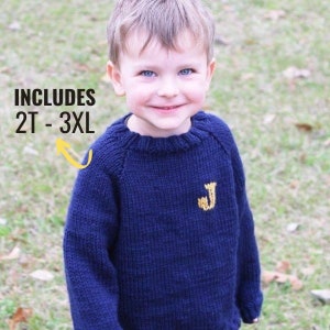 Knitting Pattern Top-Down Sweater Pullover | Raglan Sweater Knitting Pattern for Adults and Kids (14 SIZES)! Includes initial chart for A-Z!