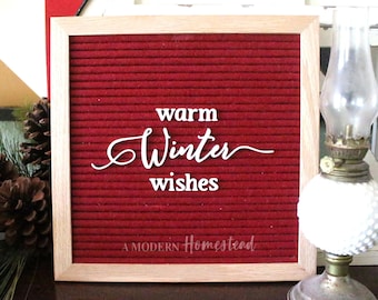 Warm Winter Wishes Winter Saying Script Icons for Letterboards and Felt Boards | Christmas Icons, Christmas Letter board, winter icons