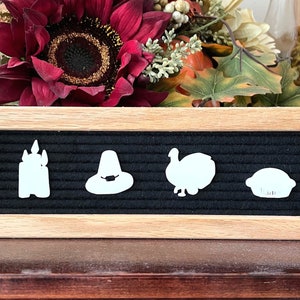 Thanksgiving Icons Fall Letterboard Set - Turkey, Pilgrim Hat, Pie, Candle Icons | Thanksgiving, fall letter board, letterboard accessories