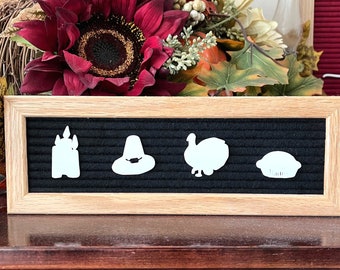 Thanksgiving Icons Fall Letterboard Set - Turkey, Pilgrim Hat, Pie, Candle Icons | Thanksgiving, fall letter board, letterboard accessories