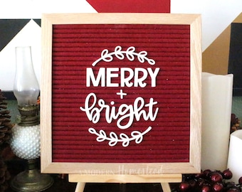 Christmas "Merry & Bright" in Cursive and Bold Font, Letterboards and Felt Boards | Christmas letterboard, Christmas decor, Christmas Phrase