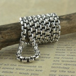 6 Lengths Sterling Silver 925 Medium Oxidized Venetian Box Chain Lobster Clasp Made by Keith Jack Jewelry Gift Pouched