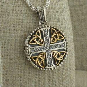 Celtic Cross Pendant With Trinity Knots & White Sapphires Celtic Knots ...