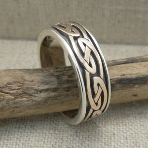 Sterlingzilver en brons Celtic Eternity Knot trouwring trouwring door Keith Jack sieraden geschenkdoos Keltische liefdesknoop ring geoxideerd