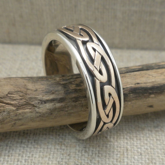 Sterling Silver and Bronze Celtic Eternity Knot Wedding Band