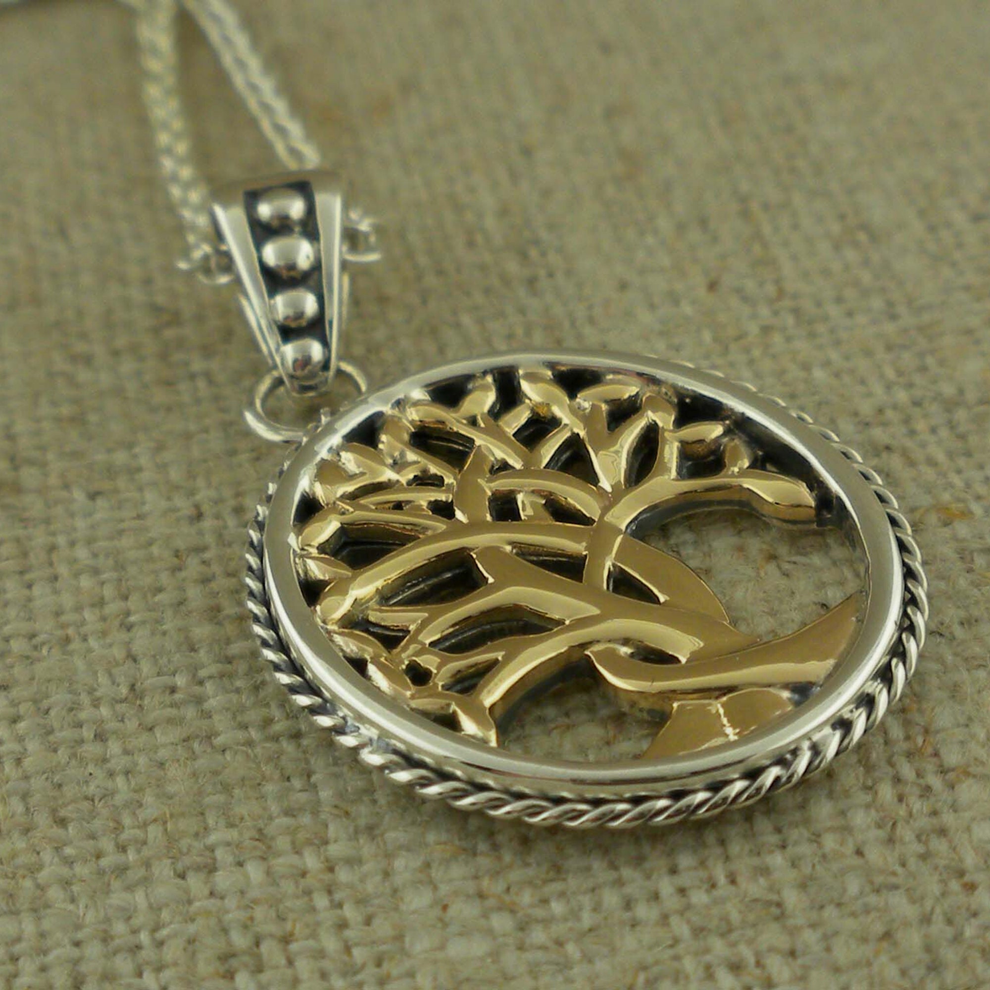 Sterling Silver & 10K Gold Celtic Tree of Life Pendant Necklace - Etsy