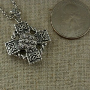 Oxidized Sterling Silver Celtic Wheel Cross Pendant With White Topaz by ...