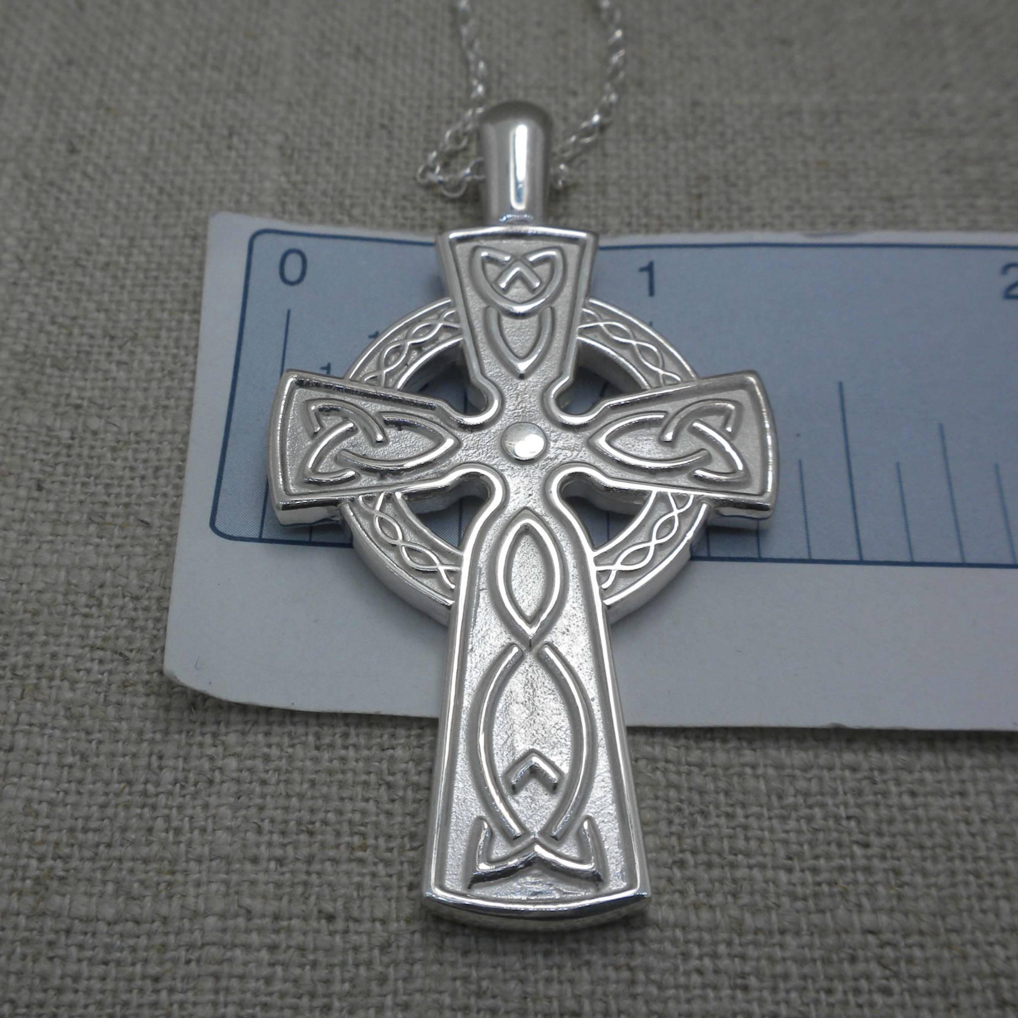 Sterling Silver Irish Celtic Cross Necklace: Trinity Knot, 22" Chain ...