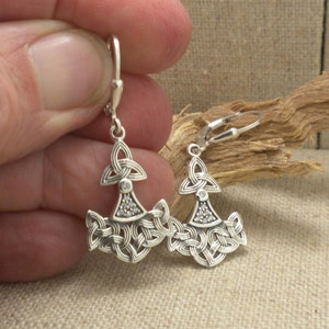 Sterling Silver .925 Celtic Thor's Hammer Earrings by Keith Jack Jewelry Trinity Knots Gift Boxed with Silver Cloth Lever back Closure