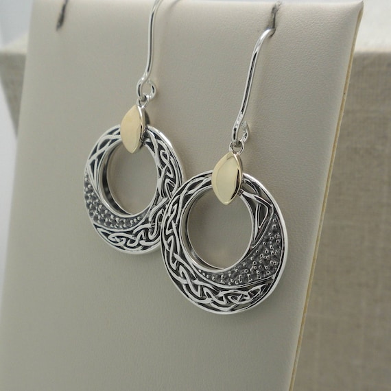 Women's Celtic Claddagh Love .925 Sterling Silver Dangle Fish Hook Earrings 