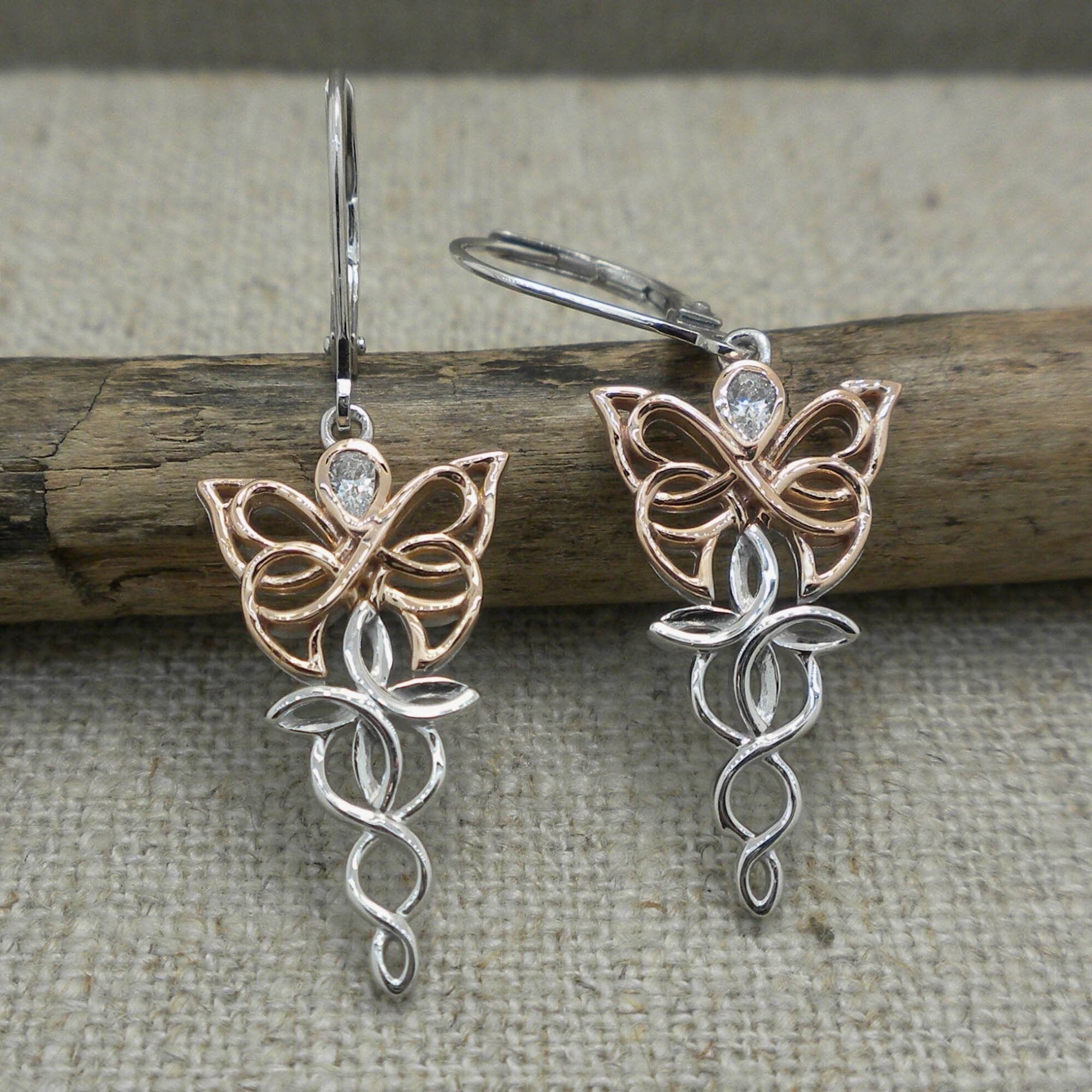 L05 Eleganti Orecchini Farfalla In Argento Sterling 925