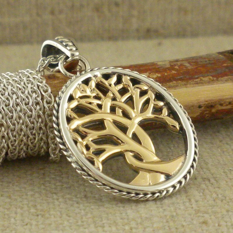 Sterling Silver & 10K Gold Celtic Tree of Life Pendant Necklace - Etsy