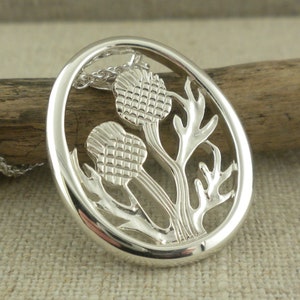 Sterling Silver Scottish Double Thistle Pendant Keith Jack Jewelry Gift Boxed 18&quot; Sterling Spiga Chain Cleaning Cloth Flower of Scotland