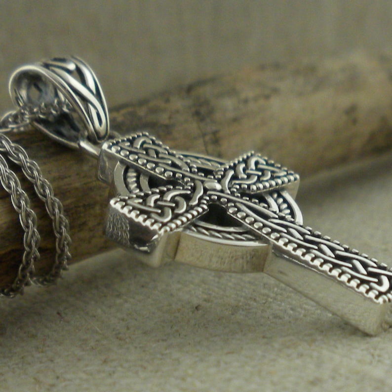 Sterling Silver Celtic Cross Pendant With 20" Chain, Irish Jewelry - Etsy