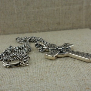 Heavy Sterling Silver Irish Celtic Cross Necklace - 20" Chain Solvar ...