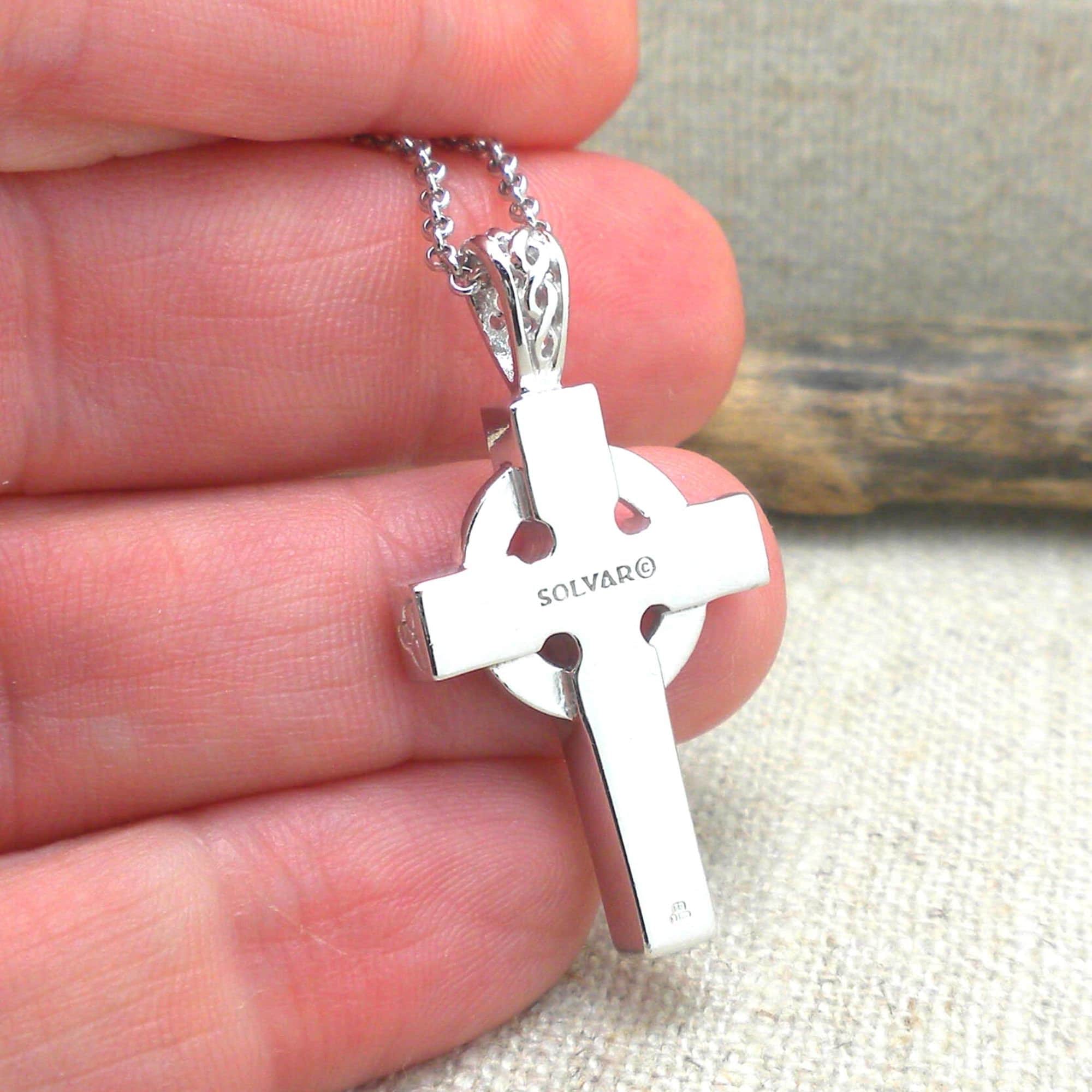 Sterling Silver Irish Celtic Cross Necklace: Trinity Knot, 18" Chain ...