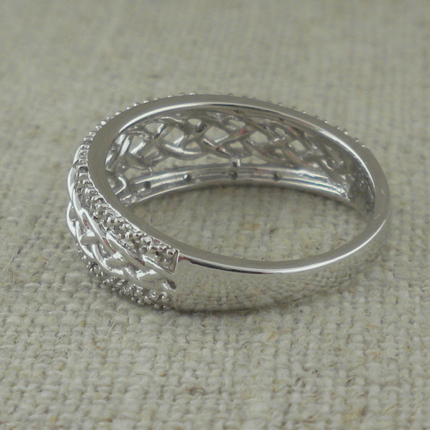 14K White Gold Irish Celtic Wedding Ring With Diamonds Made in - Etsy
