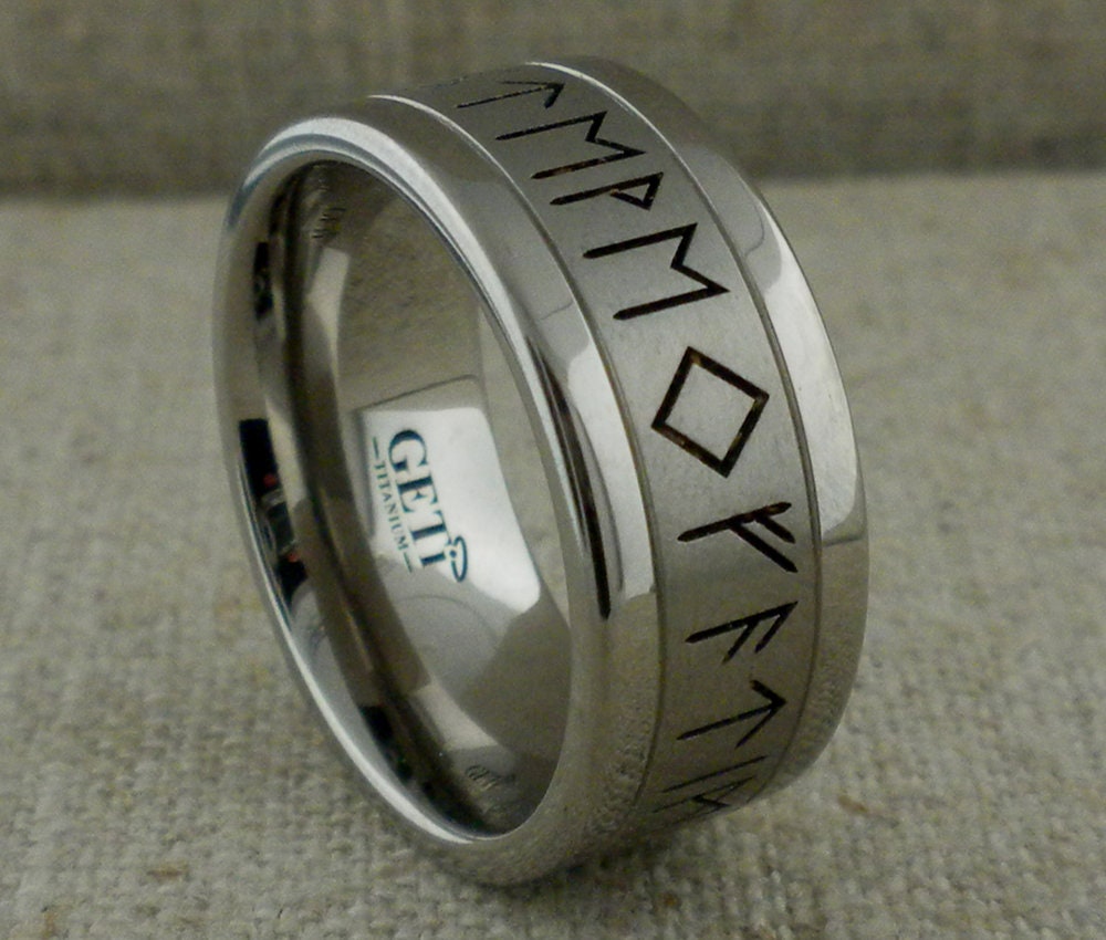 Custom Viking Rune Titanium Wedding Band, Personalized Norse Ring - Etsy UK
