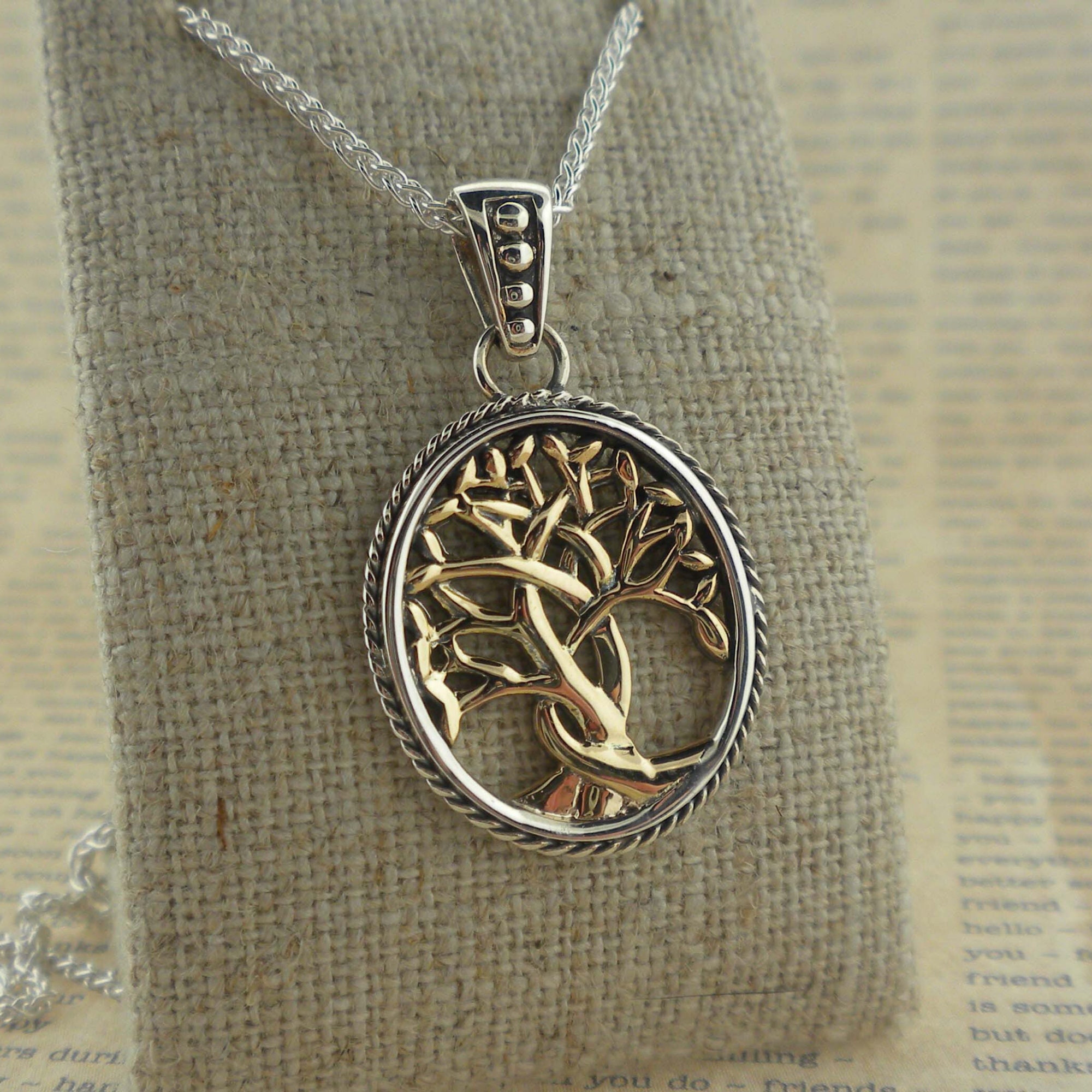 Sterling Silver & 10K Gold Celtic Tree of Life Pendant Necklace - Etsy