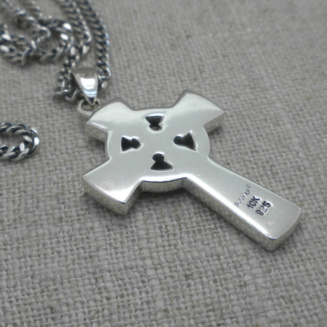 Men's Sterling Silver Celtic Cross Necklace, 10K Irish Weave, 20" Chain ...