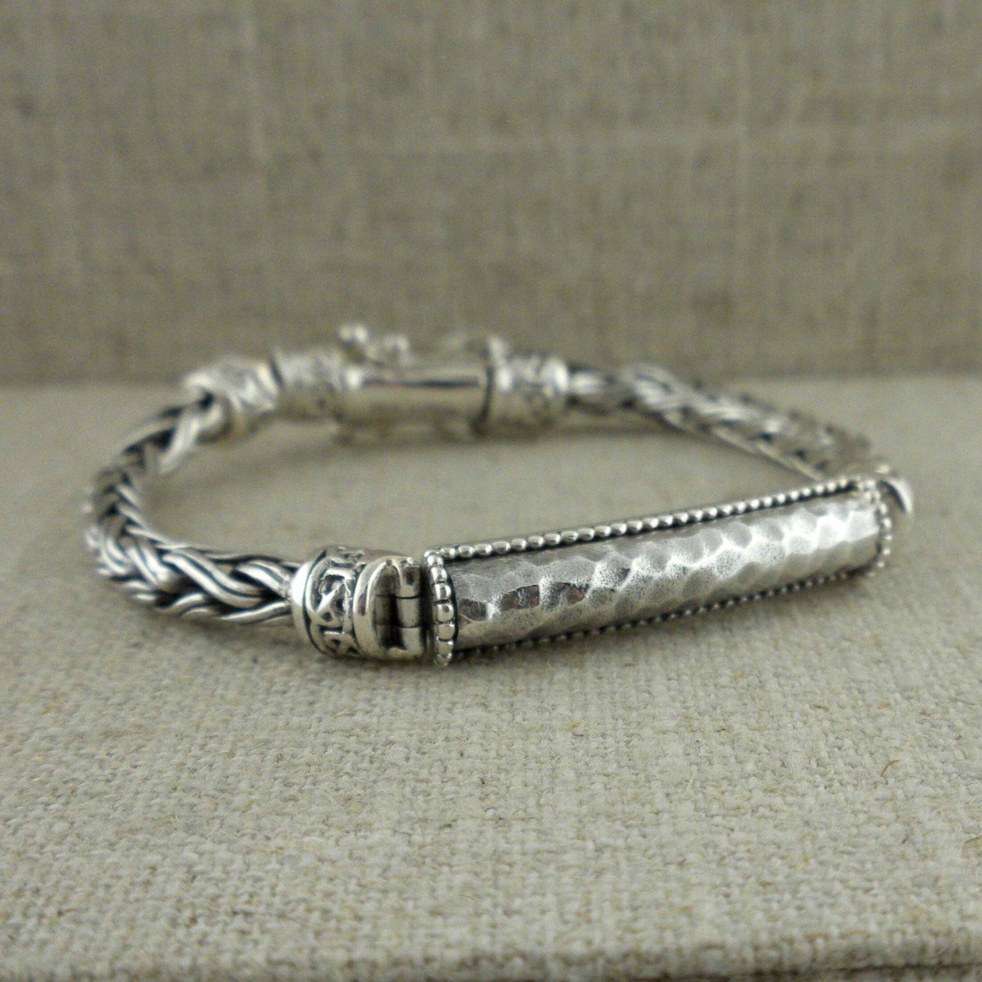 4 Mm Celtic Dragon Weave Bracelet Hammered Bar and Celtic